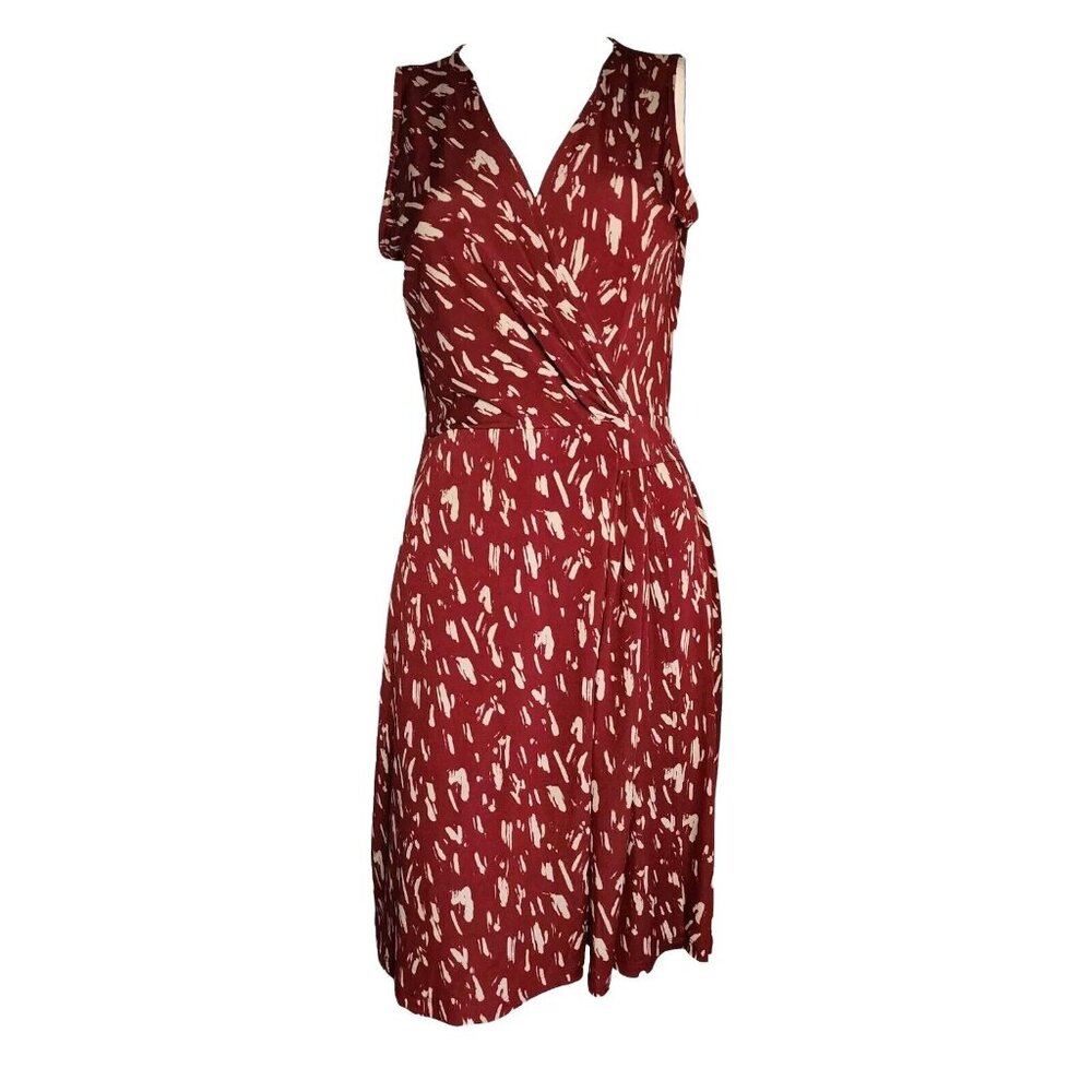 HAIL3Y:23 Red White‎ Sleeveless Pullover Surplice V Neck Dress Womens Size Large